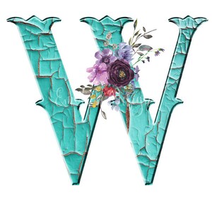 UVWXYZ Rustic Turquoise Monogram Letters Clip Art, Instant Download ...