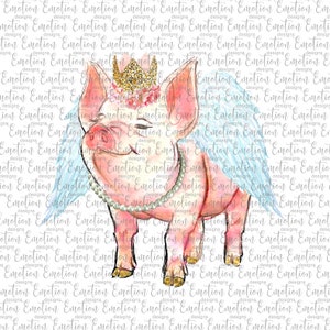 Piggycorn with crown and pearls, instant download, PNG, sublimation, DTF printing