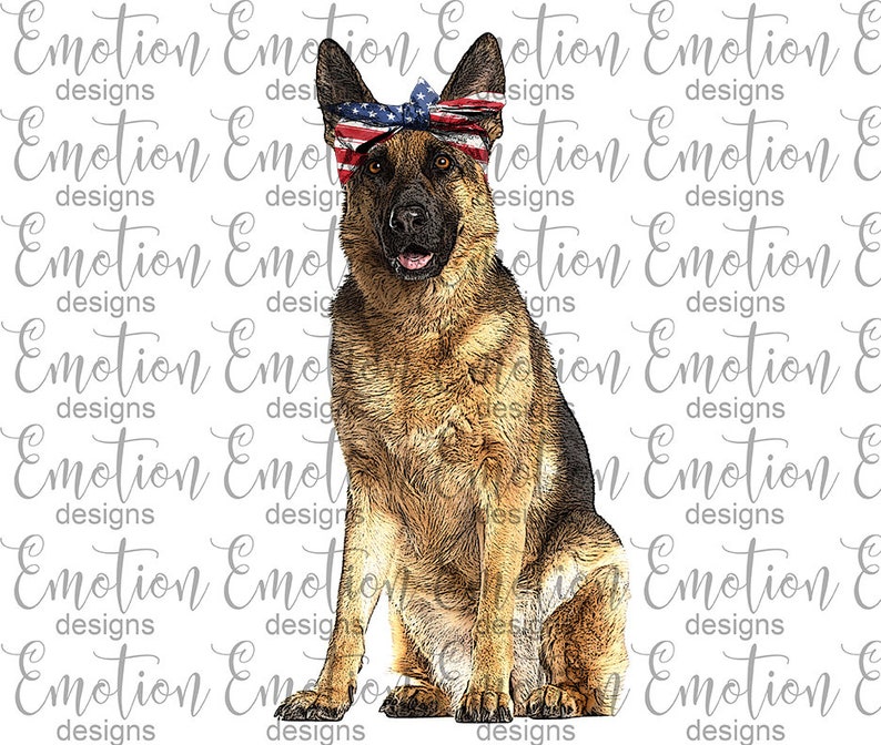USA Flag Bandana German Shepherd PNG instant download Etsy
