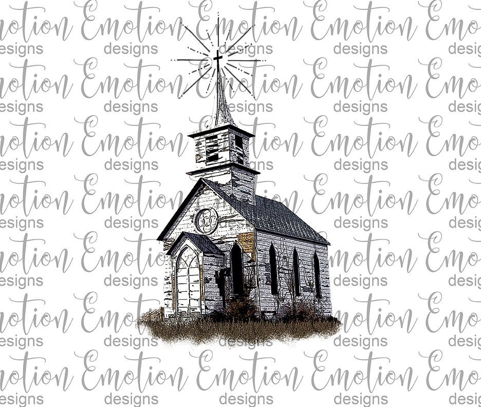 Watercolor White Country Church Instant Download Sublimation Etsy