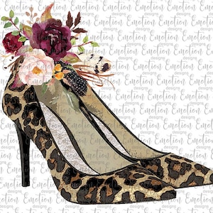 Leopard High Heel Shoes PNG, leopard print high heels, instant download, Sublimation Graphics, Clipart, DTF printing