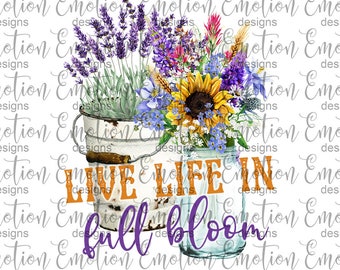 Leef in volle bloei clipart, instant download, sublimatieafbeeldingen, png, dtf-afdrukken