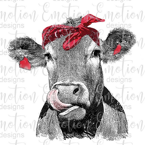 Cow Lick PNG, instant download, original artwork, Sublimation Graphics