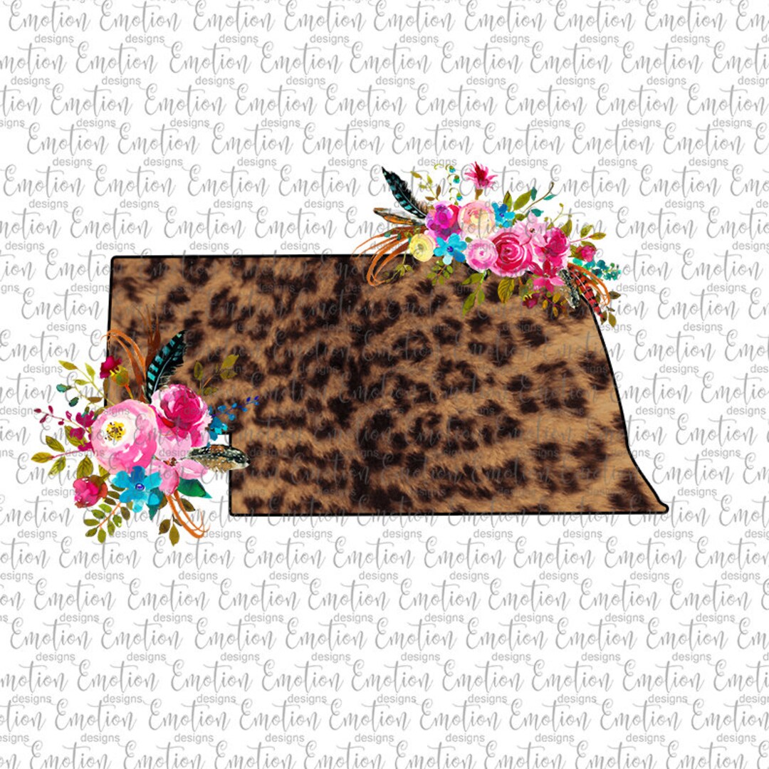 Nebraska State PNG, Instant Download, Leopard Print, Flowers ...