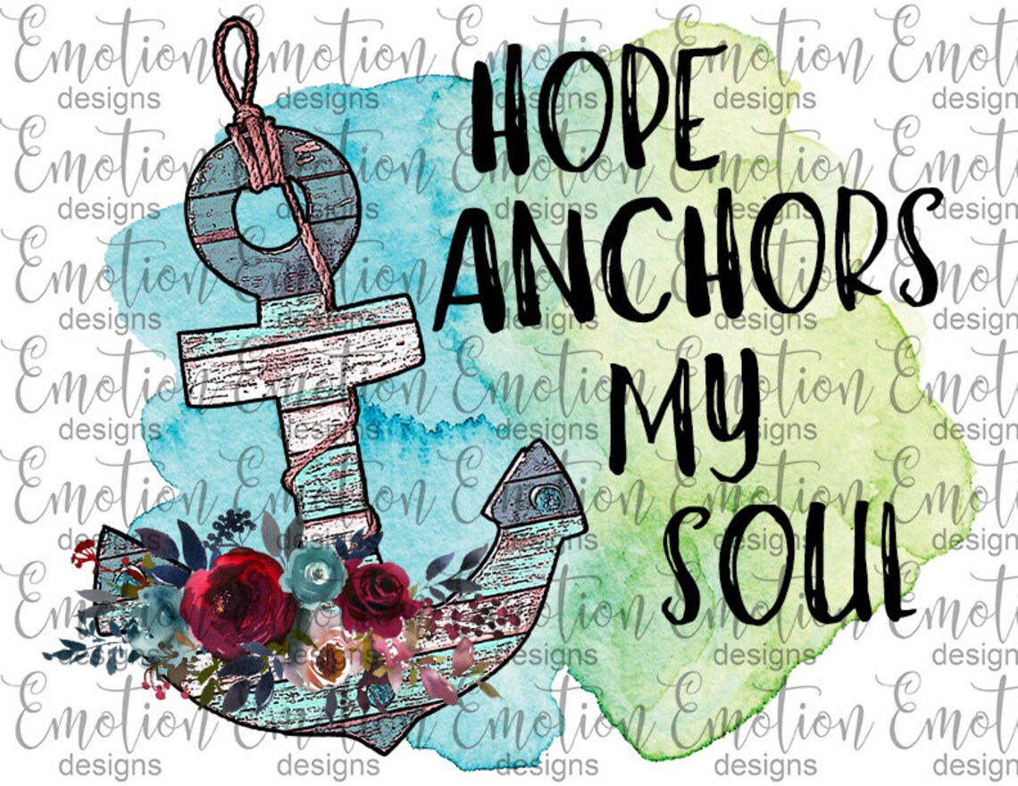 Hope Anchors My Soul clipart instant download flower wreath | Etsy