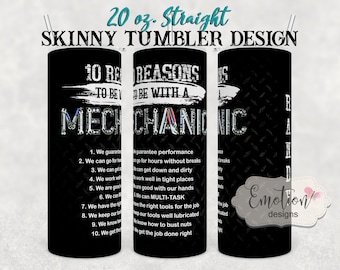 Men\u2019s Badass Mechanic Distressed Seamless 20oz Skinny Tapered /& Straight Tumbler Sublimation Waterslide Digital Design Full Tumbler Wrap Png