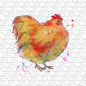 Akwarela Kurczak PNG, natychmiastowe pobieranie, Grafika Sublimacyjna, Clipart