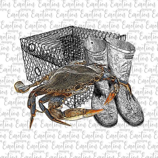 Crab Fishing clipart, instant download, Sublimation graphics, PNG