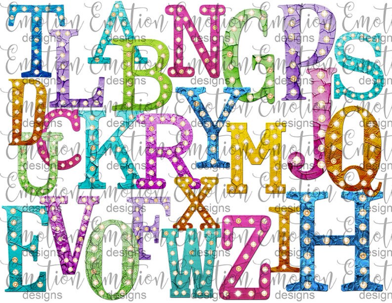 Textured Marquee Letters A to Z Clip Art Instant Download - Etsy