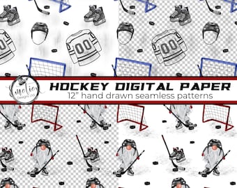 Papel digital de hockey sin costuras, descarga instantánea, diseños para sublimación, descarga digital, álbum de recortes digital, impresión DTF
