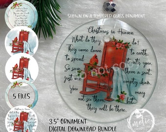 Memorial Christmas ornament digital design bundle, instant download, sublimation designs, PNG