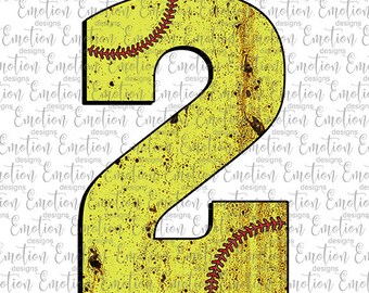 Softball stitch monogram numbers Clip Art, instant download, DTF printing