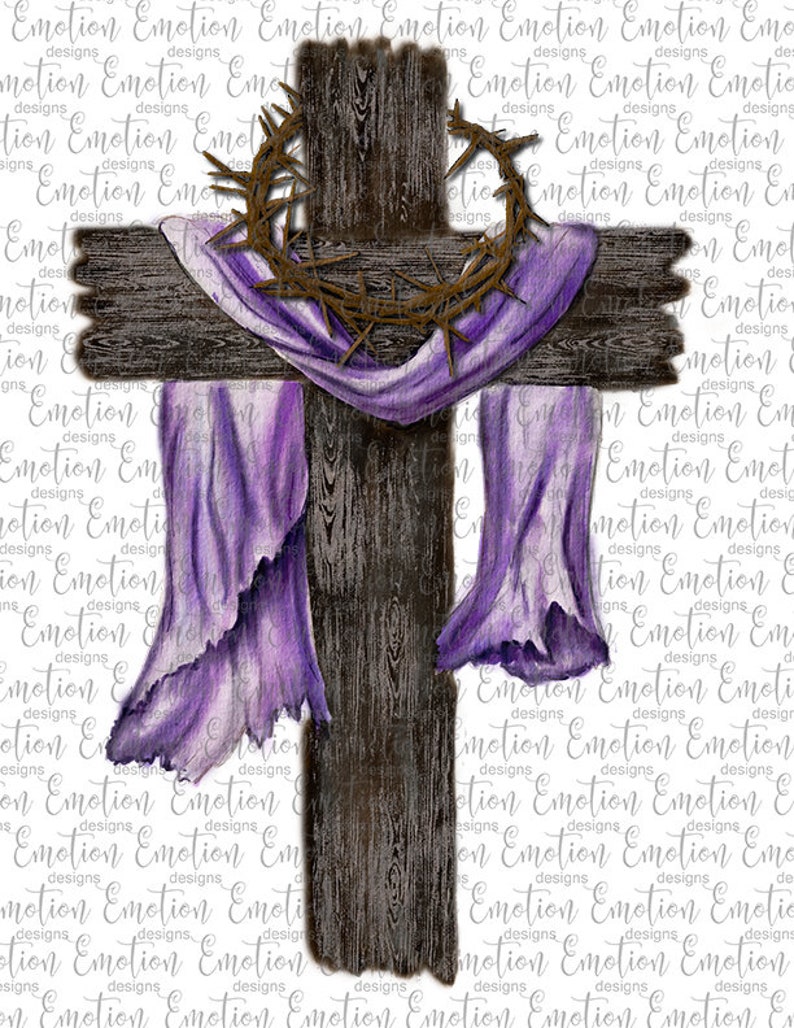 Christian Cross Purple Sash Watercolor Instant Download - Etsy
