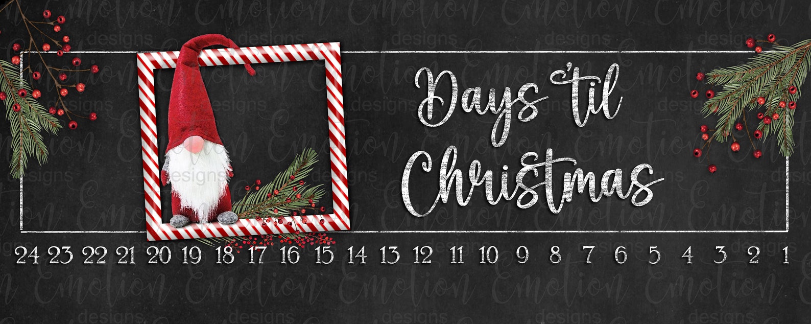 Candy Cane Countdown Sign Digital Design Instant Download Etsy