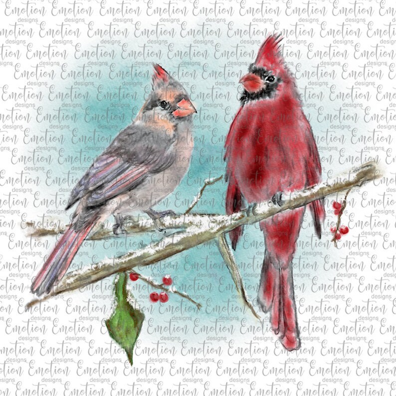 Watercolor Cardinal 2 original printable art instant | Etsy