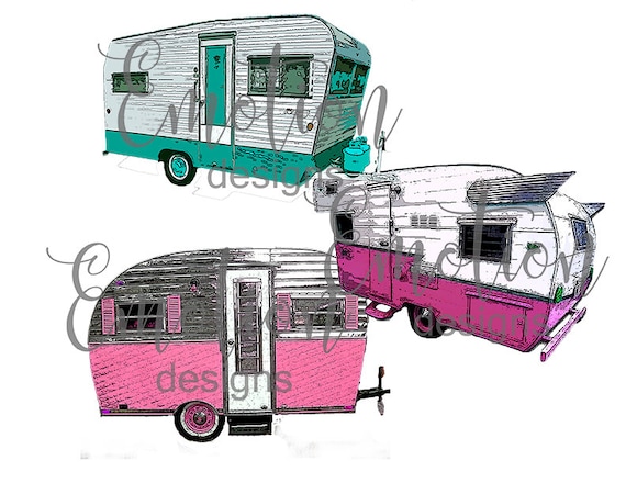Download Vintage Travel Trailer Bundle Instant Download Camper Sublimation Graphics Png Clipart