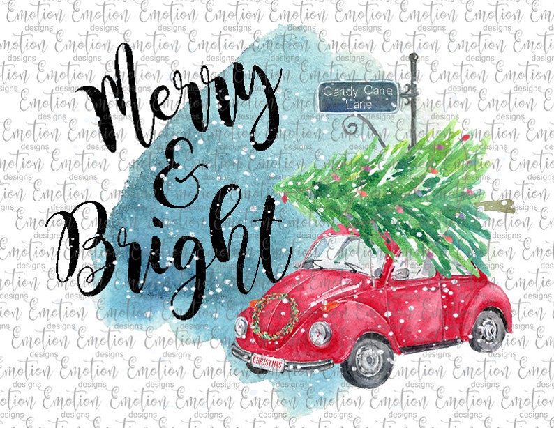 Download Merry and Bright 2 clipart instant download Sublimation | Etsy