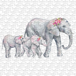Elephant family 2 girls PNG, instant download, Sublimation Graphics, Clipart, DTF printing