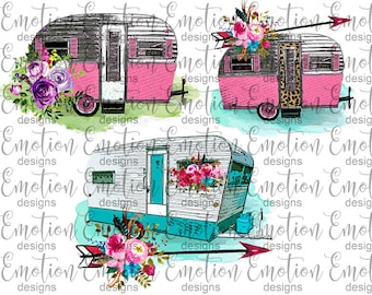 Imágenes prediseñadas de paquete de autocaravana, descarga instantánea, gráficos de sublimación, PNG, impresión DTF