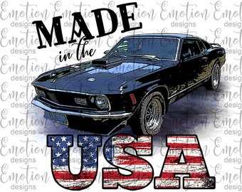 Made In The USA, Classic car Clipart, instant download, PNG, Sublimation, Scrapbooking, DTF printing