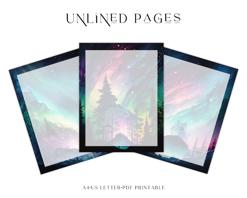 Northern Lights Printable Stationery, Printable Writing Paper, A4 ...
