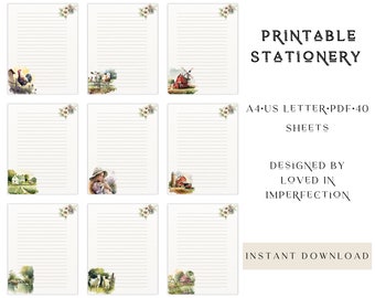 Down On The Farm Printable Stationery, Printable Writing Paper, Printable Paper, A4, Letter, Lined Printable Paper