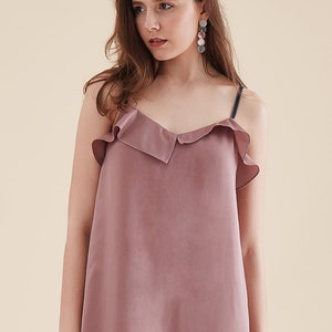 DRESS: Washed satin midi slip dress with side slits