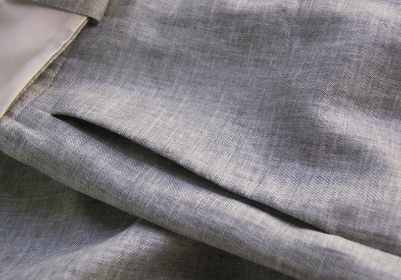 PANTS: Pantalones grises recortados de lino de lino de pierna ancha palazzo pantalones recortados imagen 9