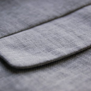 JACKET: Gray linen twill blazer jacket suit image 8