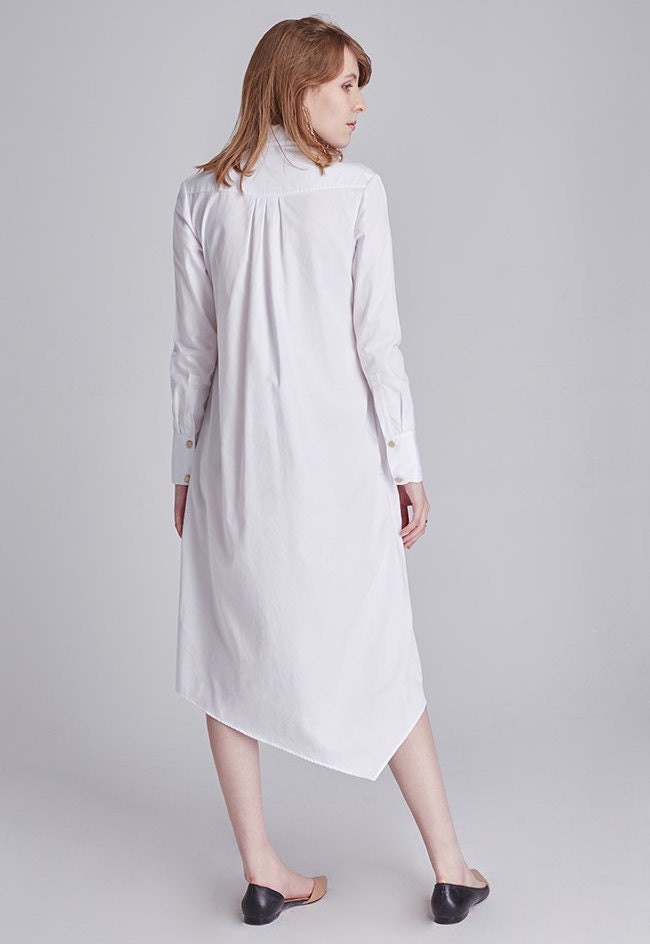 cotton poplin asymmetrical shirt dress Buy Off-White Draped Asymmetric Cotton-poplin Shirt Dress - White At 34% Off