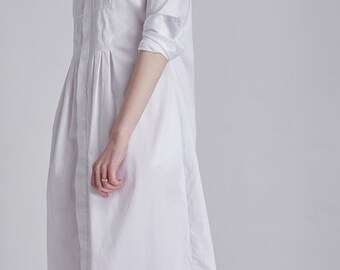 cotton poplin asymmetrical shirt dress asymmetric pleated cotton-poplin midi shirt dress - white
