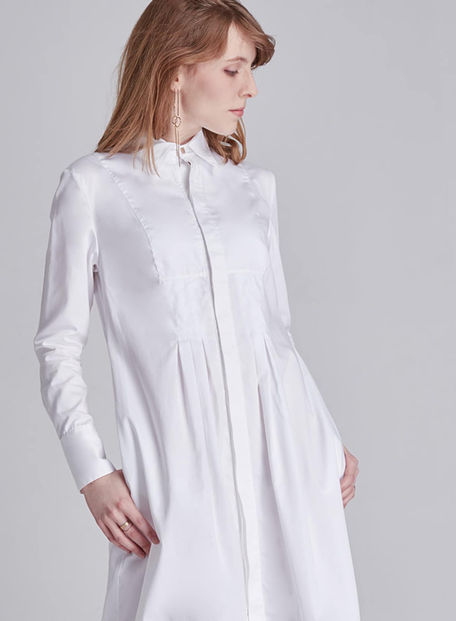 DRESS Asymmetric White Cotton Poplin Shirt Dress Etsy
