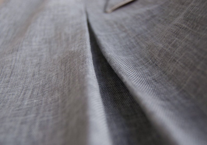 PANTS: Pantalones grises recortados de lino de lino de pierna ancha palazzo pantalones recortados imagen 8