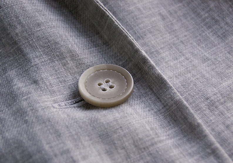 JACKET: Gray linen twill blazer jacket suit image 7