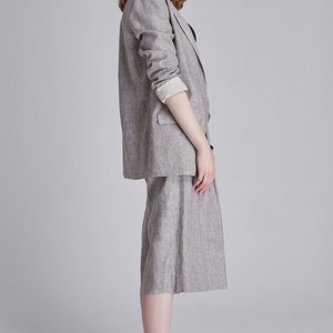 JACKET: Gray linen twill blazer jacket suit image 6