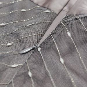SKIRT: Mauve embroidered double layered satin midi tulle skirt image 9