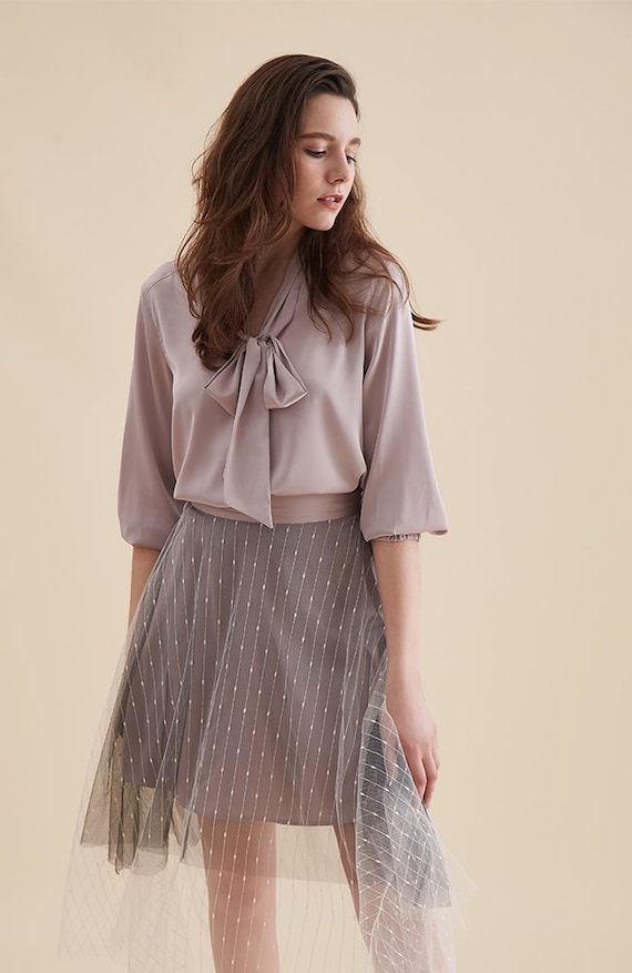mauve satin blouse