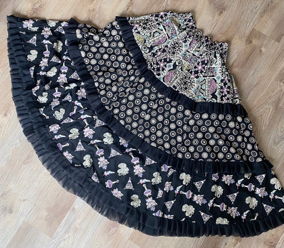 Vintage 90s maxi skirt full peasant ruffle black … - image 10