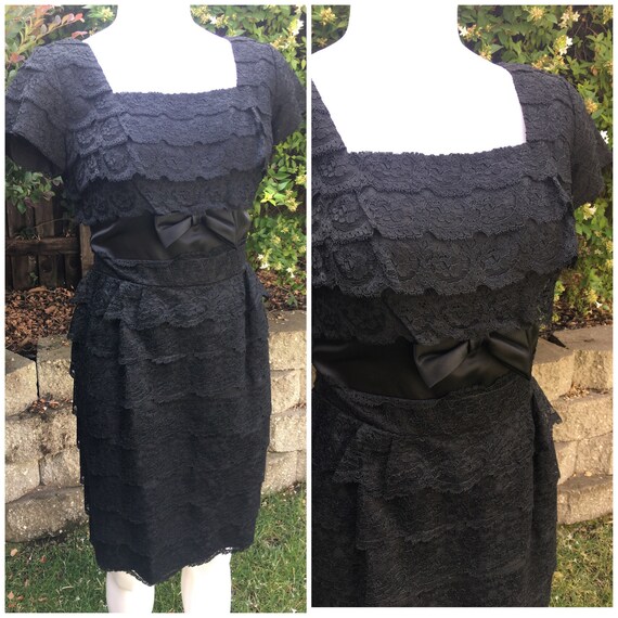 black lace fitted dress