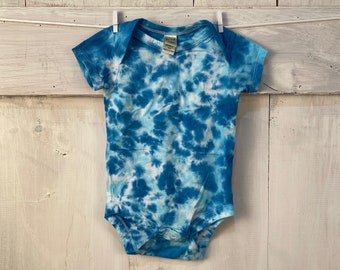 Blue Tie-Dye Baby Onesie: Cotton Bodysuit, Baby Shower Gift