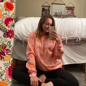 Tie-Dye Crew Neck Sweatshirt // Pink + Coral // pullover