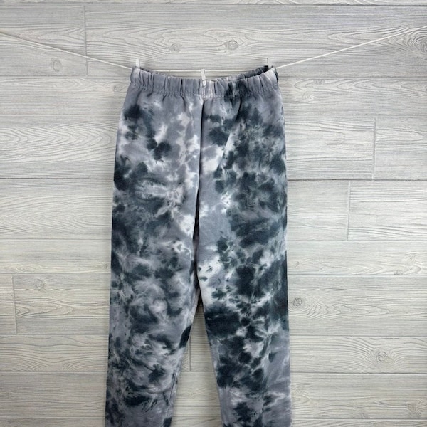 Tie-Dye Sweatpants / “Twilight” - black, silver gray & white  / Tie Dye Drawstring Sweatpants with elastic cuffs / loungewear