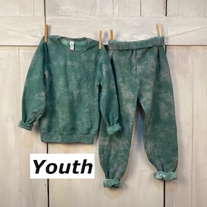 Kids Tie-Dye Sweatsuit // Sea Glass Green // Crew Neck Tie-Dye Sweatshirt + Drawstring Tie-Dye joggers Sweatpants // Tie dye set