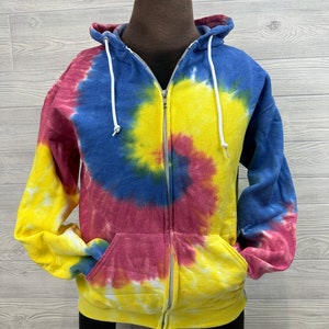 Zip-Up Tie-Dye Hoodie // “BOHO” - multi-colored rainbow tie dye // loungewear