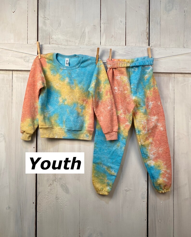 Kids Tie-dye Sweatsuit Set/pastel// Crew Neck Tie-dye | Etsy