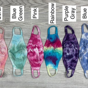 Multipack! Set of three Tie Dye face masks / kids size tie-dye face cover / 100% 2-ply soft cotton ear loop washable face mask