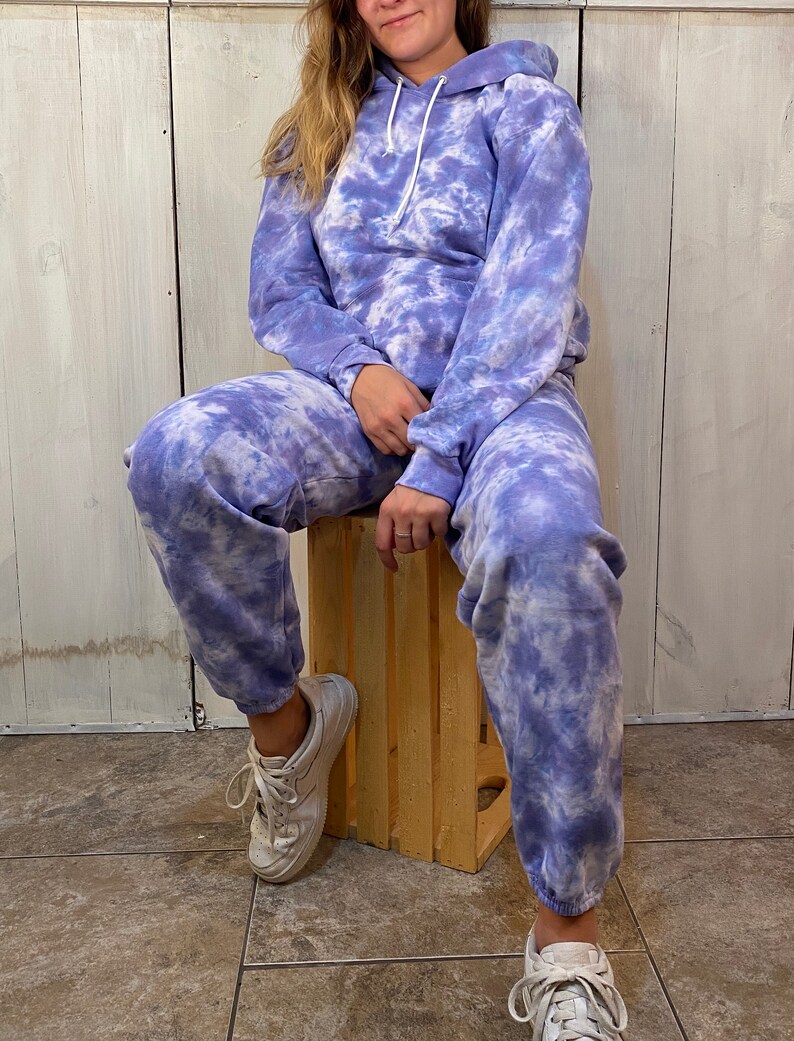 Purple tie dye sweatsuit sale