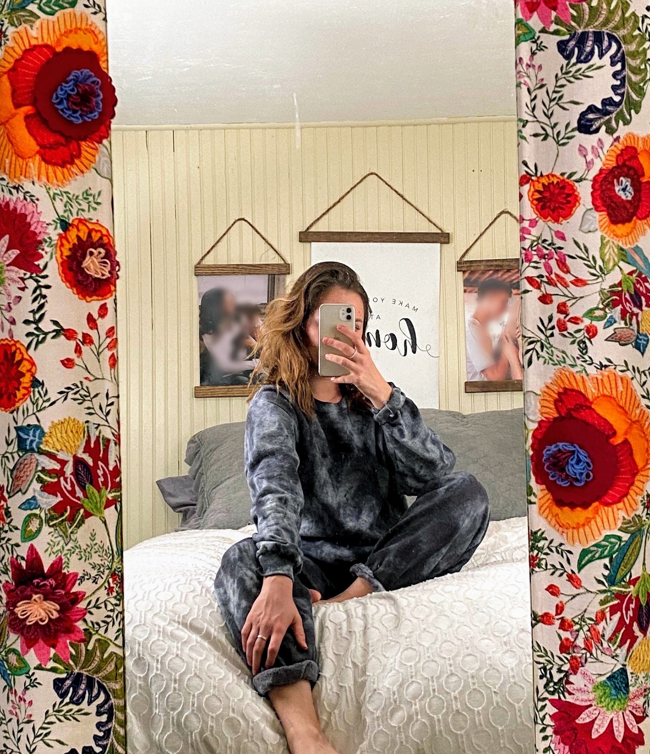 Tie-dye Sweatsuit Set // Wind - Black W/blue Hue & Grey