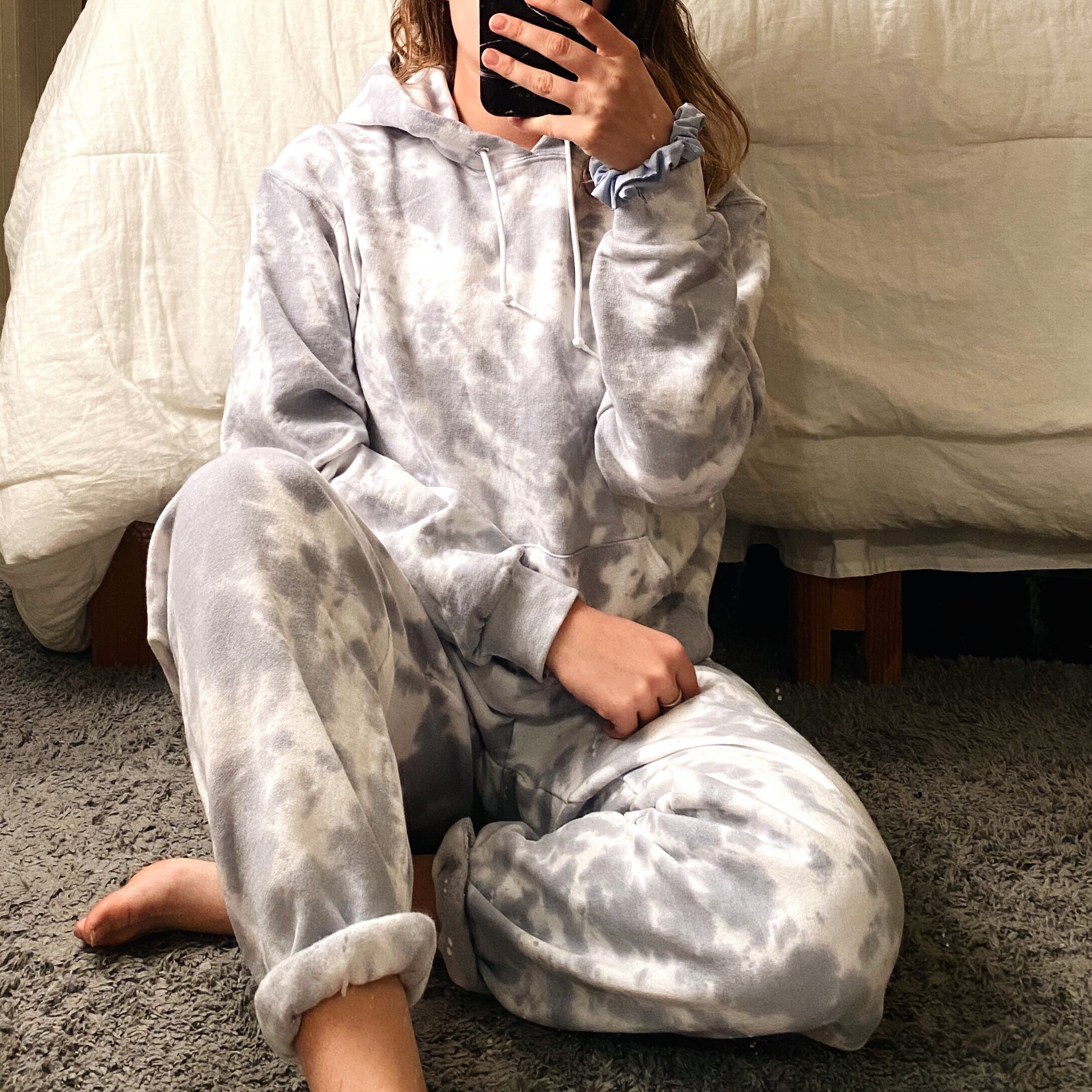 Tie dye Sweatpants Silver Gray White Crinkle Tie Dye Etsy