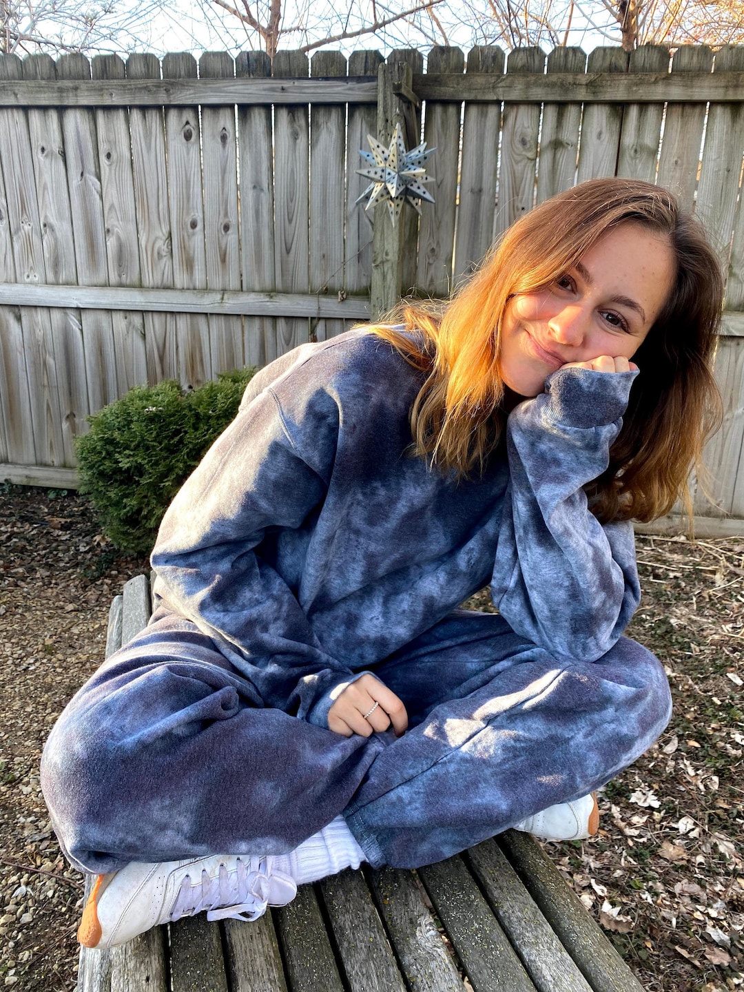 Tie-dye Sweatsuit Set // Wind Black W/blue Hue Grey // Crew